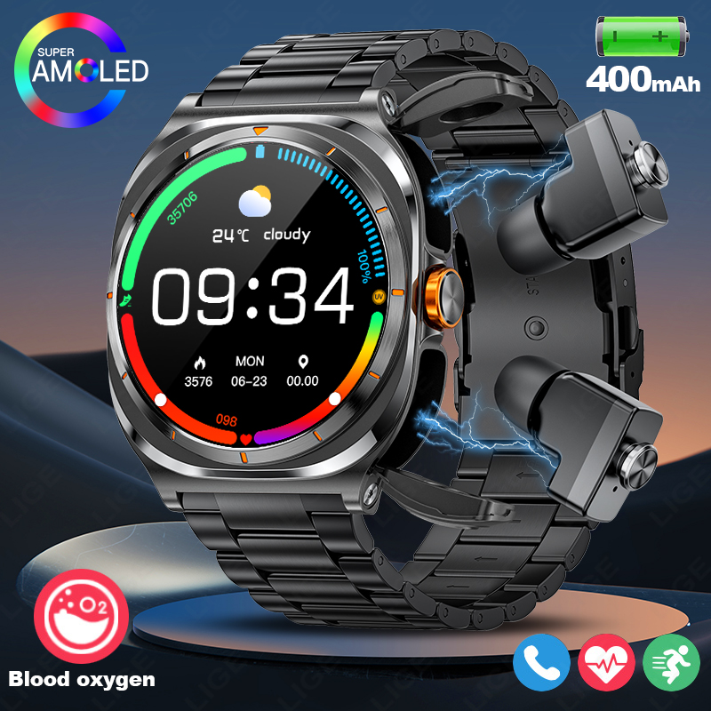 Smartwatch Running Watches For Men - LIGE 2025 시계 무선 이어폰 2-in-1