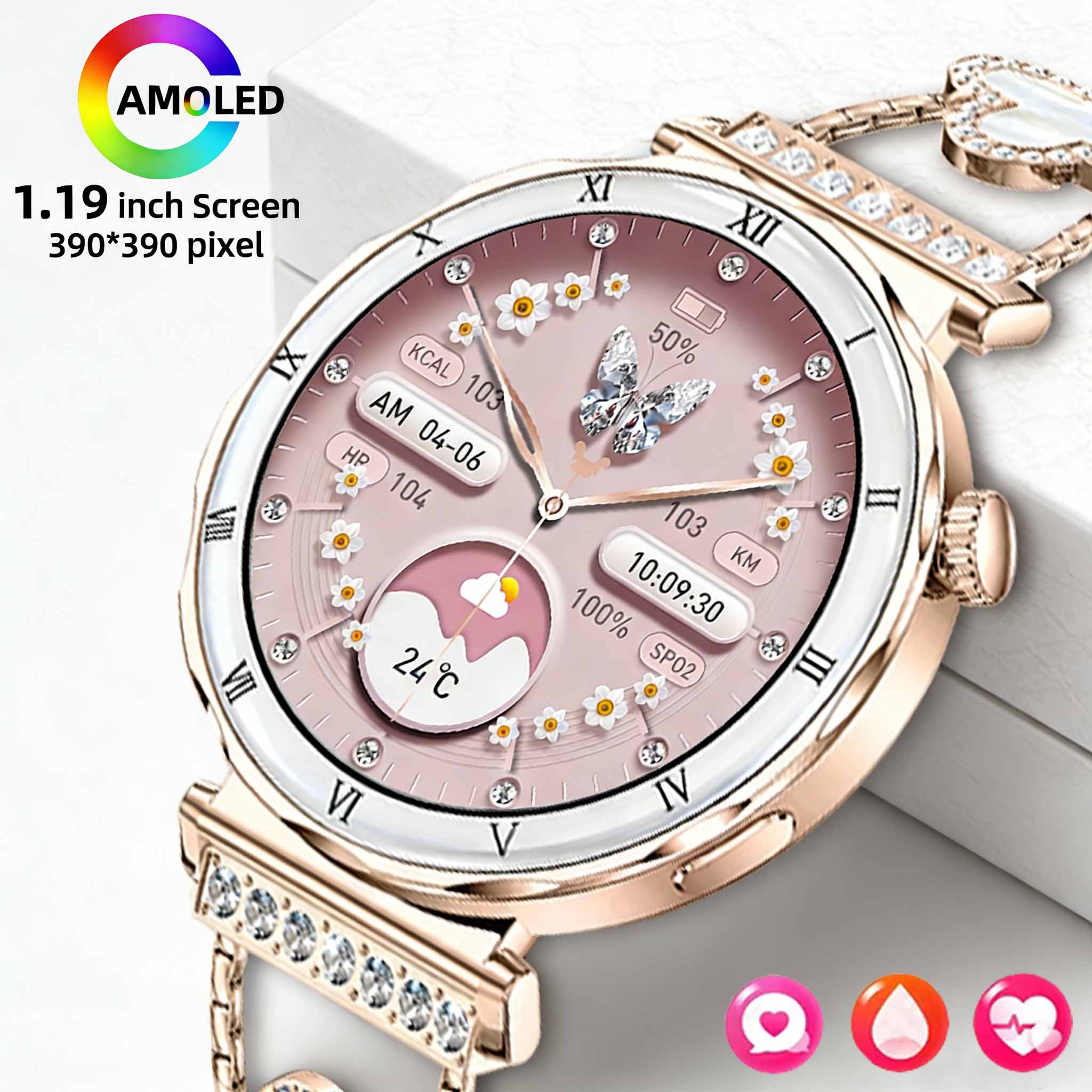 Smartwatch Latest Watches For Women - LIGE 여성용 스마트워치 1.19인치 AMOLED HD