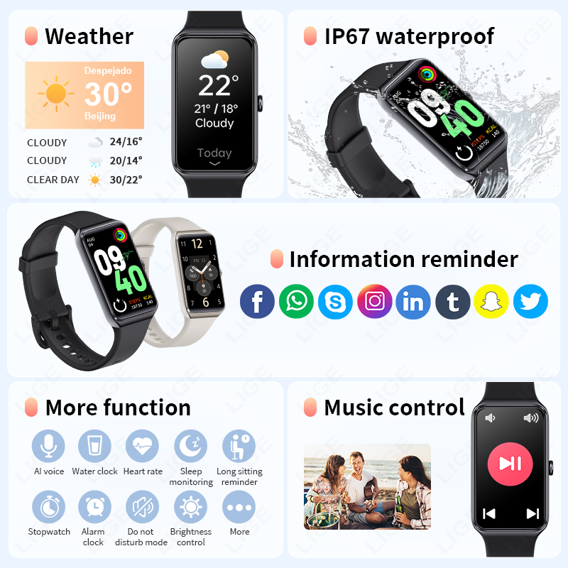 LIGE 커플 스마트 팔찌 남성 패션 건강 모니터 스마 - Smartwatch Latest Watches For Women 리뷰 및 가격