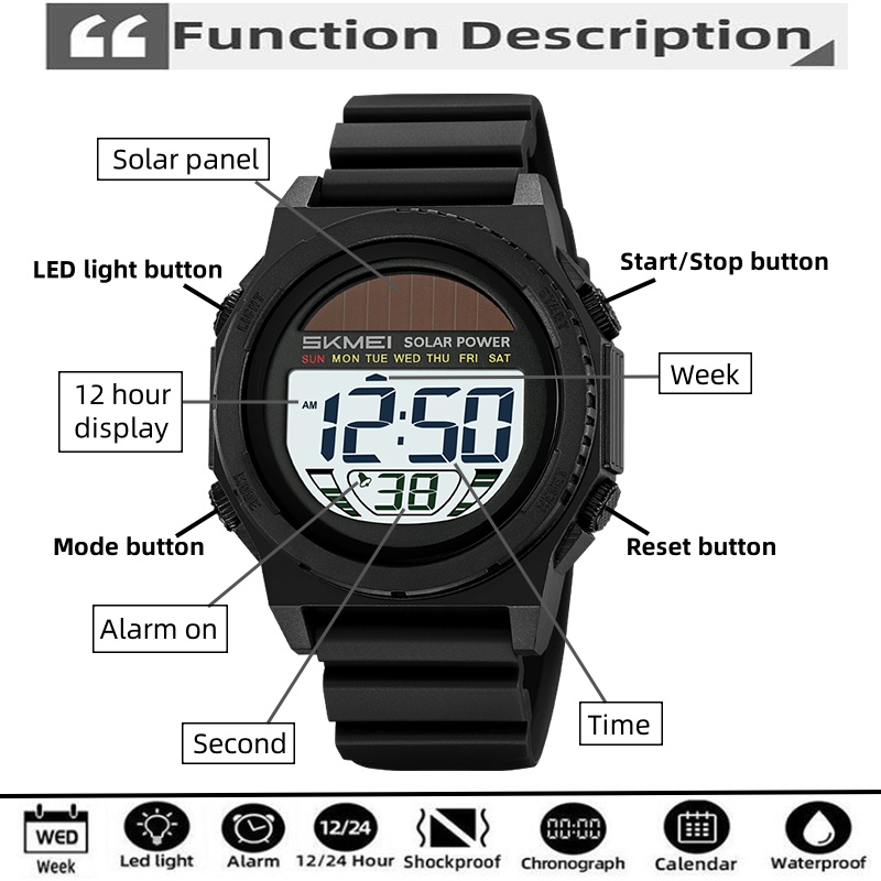Skmei 태양 에너지 디지털 시계 forMens LE - Tide Watch Surf 리뷰 및 가격