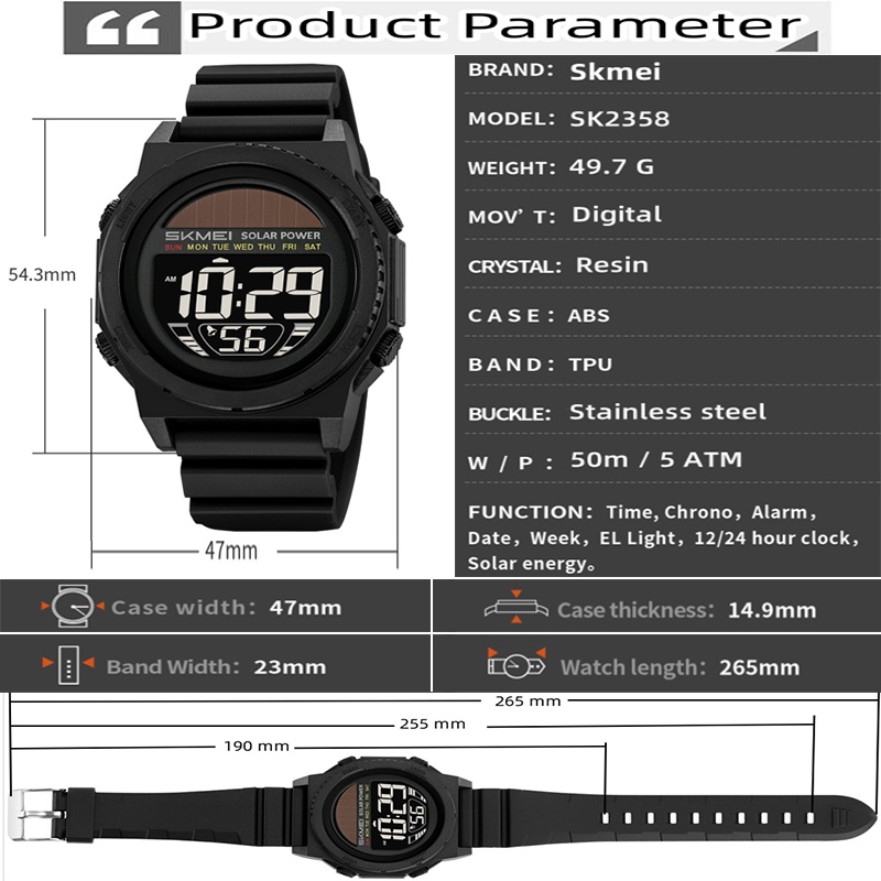 Skmei 태양 에너지 디지털 시계 forMens LE - Tide Watch Surf 리뷰 및 가격