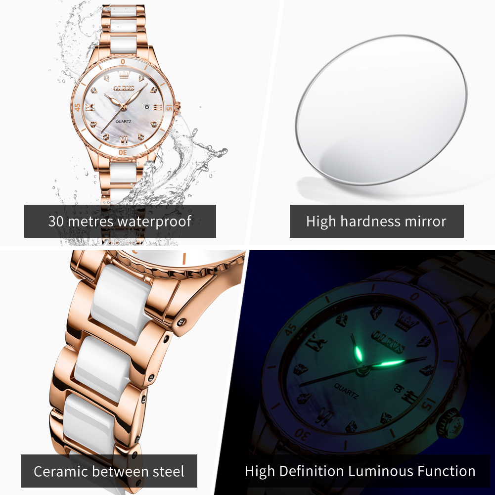 OLEVS 9985 여성용 쿼츠 시계 우아한 세라믹 스 - Luxury Ceramic Watch 리뷰 및 가격