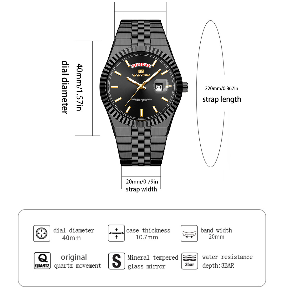 남성용 쿼츠 시계 파일럿 시리즈 40mm 골드 링 심플 - Smartwatch Sports Watches For Men 리뷰 및 가격