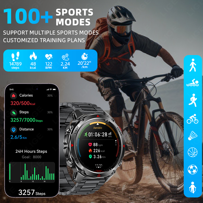 LIGE 신형 전문가용 GPS 스포츠 스마트워치 아웃도 - Smartwatch Running Watches For Men 리뷰 및 가격