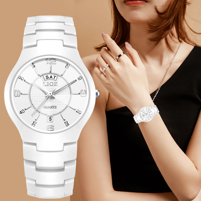 LIGE 우아하고 고급스러운 여성용 쿼츠 시계, 패션  - Luxury Ceramic Watch 리뷰 및 가격