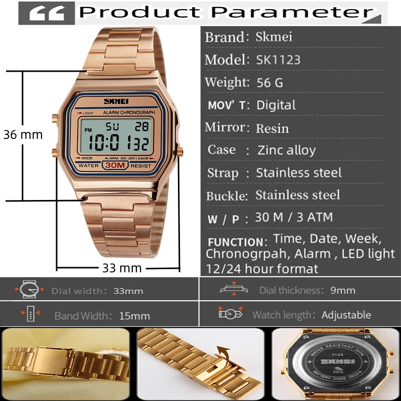 Skmei 남여 디지털 팔찌 시계 럭셔리 스테인레스 스 - Tide Watch Surf 리뷰 및 가격